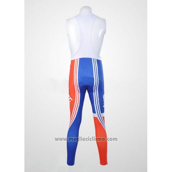 2012 Abbigliamento Ciclismo Sky Campione Regno Unito Arancione e Blu Manica Lunga e Salopette